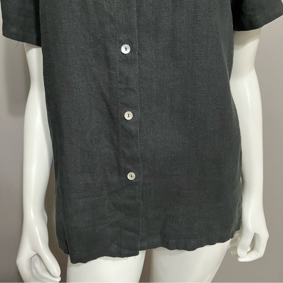 SOLD⭐️Comfy 100% Linen Black Short Sleeve Shirt Sz-Medium - Picture 6 of 9